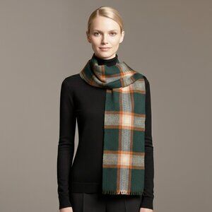 Vintage Plaid Wool Scarf 100% Wool / Laine